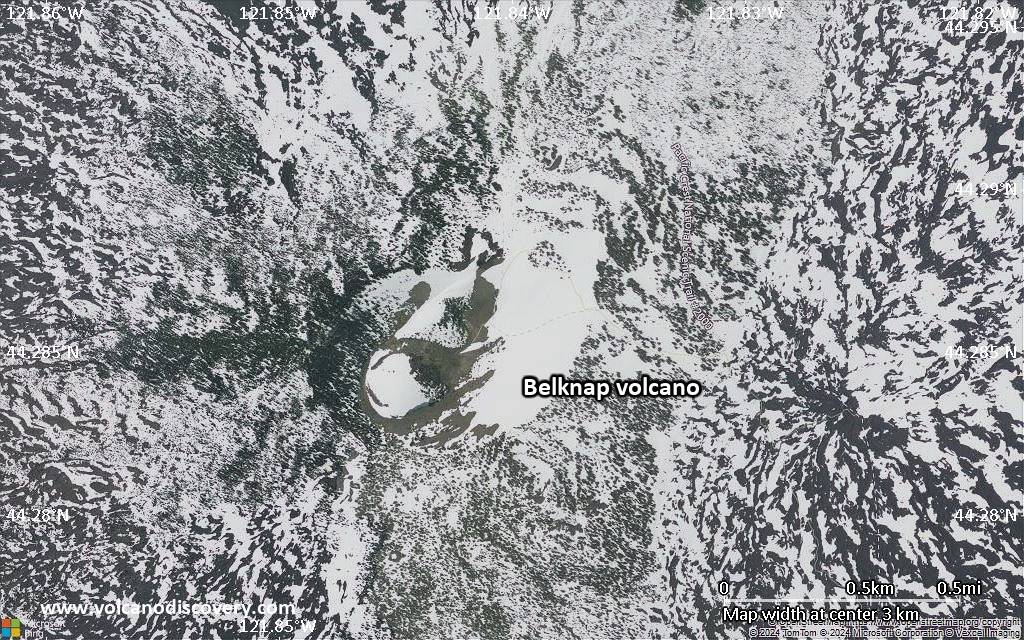Satellite/aerial-type map of Belknap volcano (scale of few kilometers)