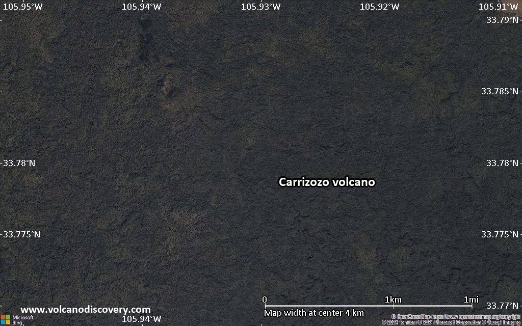 Satellite/aerial-type map of Carrizozo volcano (scale of few kilometers)