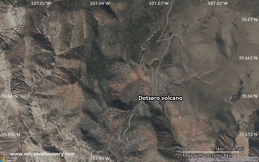 Satellite/aerial-type map of Dotsero volcano (scale of few kilometers)