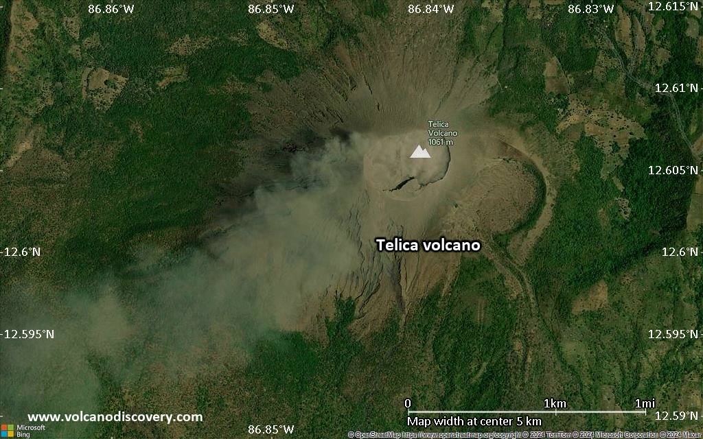 Satellite/aerial-type map of Telica volcano (scale of few kilometers)
