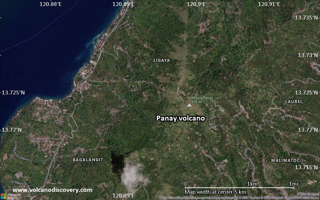 Satellite/aerial-type map of Panay volcano (scale of few kilometers)