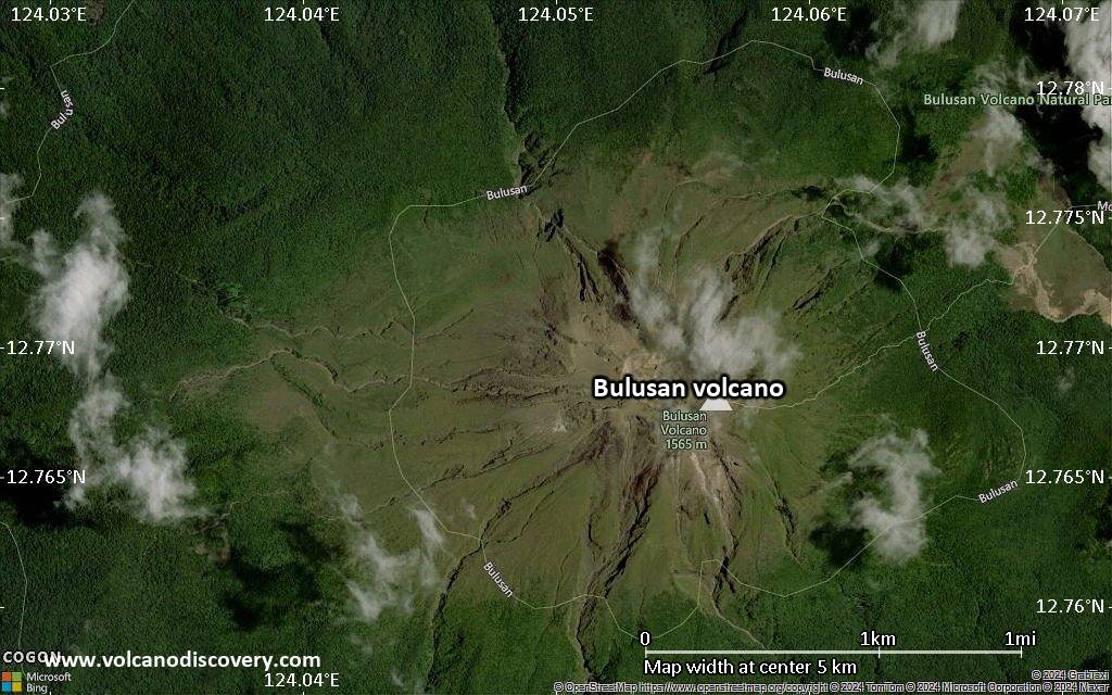 Satellite/aerial-type map of Bulusan volcano (scale of few kilometers)