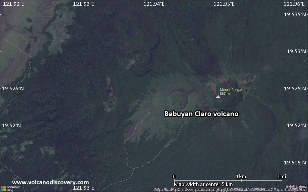 Satellite/aerial-type map of Babuyan Claro volcano (scale of few kilometers)