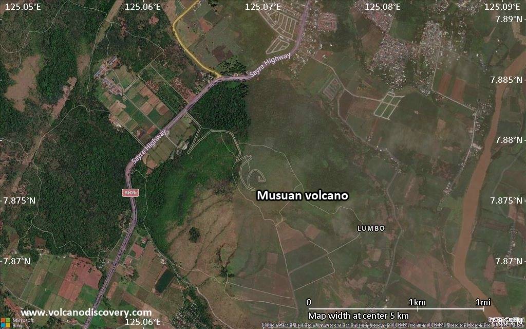 Satellite/aerial-type map of Musuan volcano (scale of few kilometers)