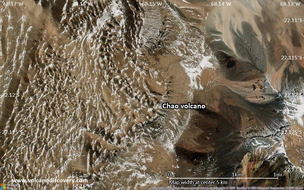 Satellite/aerial-type map of Chao volcano (scale of few kilometers)