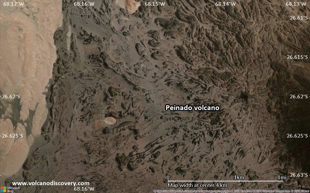 Satellite/aerial-type map of Peinado volcano (scale of few kilometers)