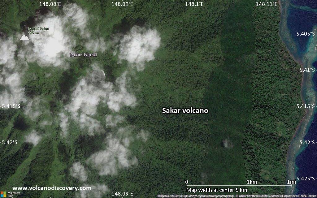 Satellite/aerial-type map of Sakar volcano (scale of few kilometers)