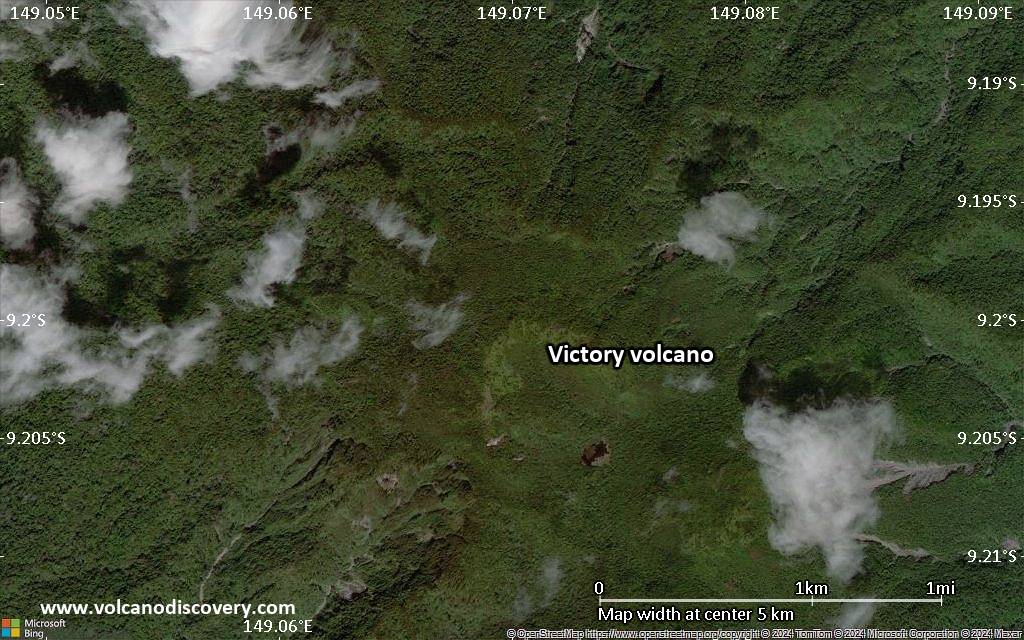 Satellite/aerial-type map of Victory volcano (scale of few kilometers)