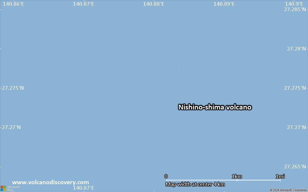 Satellite/aerial-type map of Nishino-shima volcano (scale of few kilometers)
