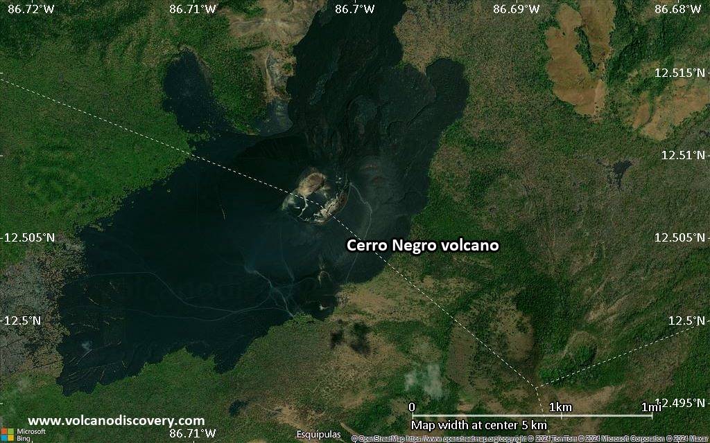 Satellite/aerial-type map of Cerro Negro volcano (scale of few kilometers)