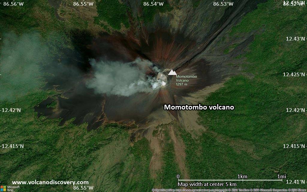 Satellite/aerial-type map of Momotombo volcano (scale of few kilometers)