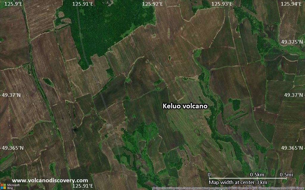 Satellite/aerial-type map of Keluo volcano (scale of few kilometers)