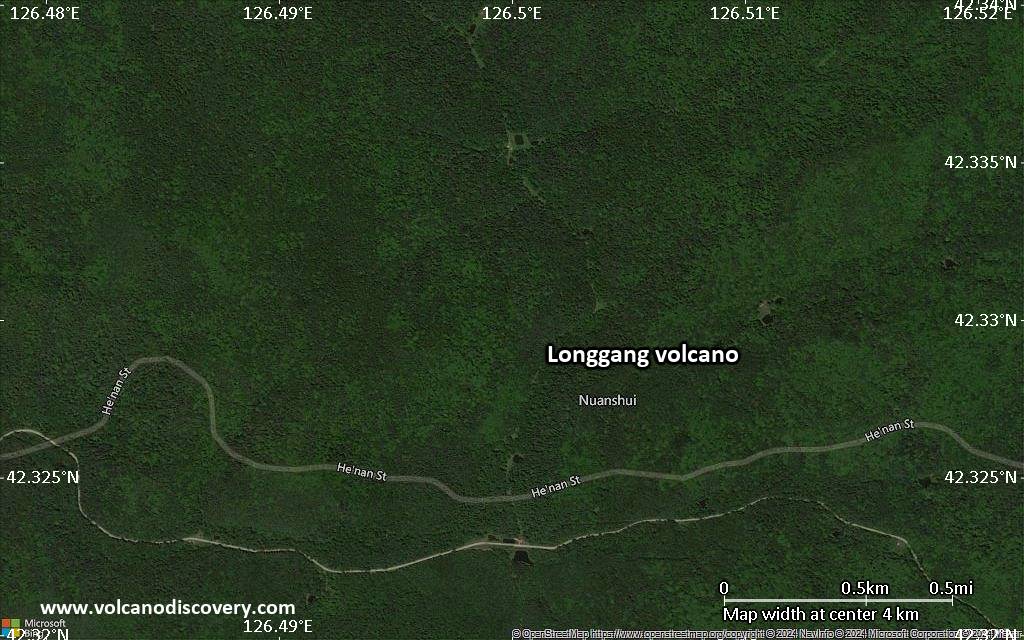 Satellite/aerial-type map of Longgang volcano (scale of few kilometers)