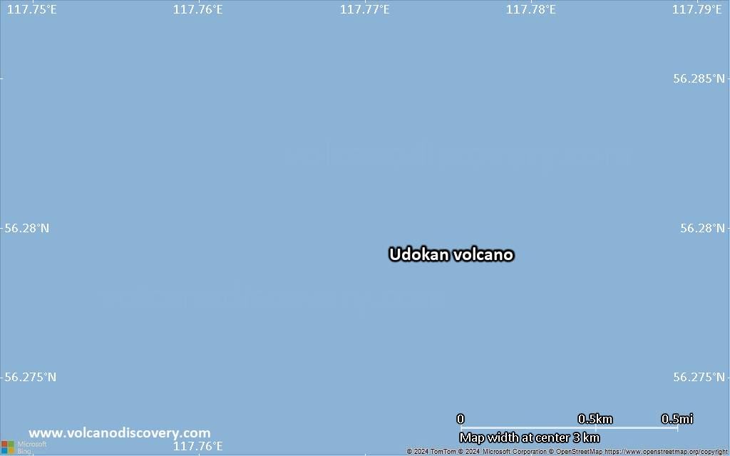 Satellite/aerial-type map of Udokan volcano (scale of few kilometers)