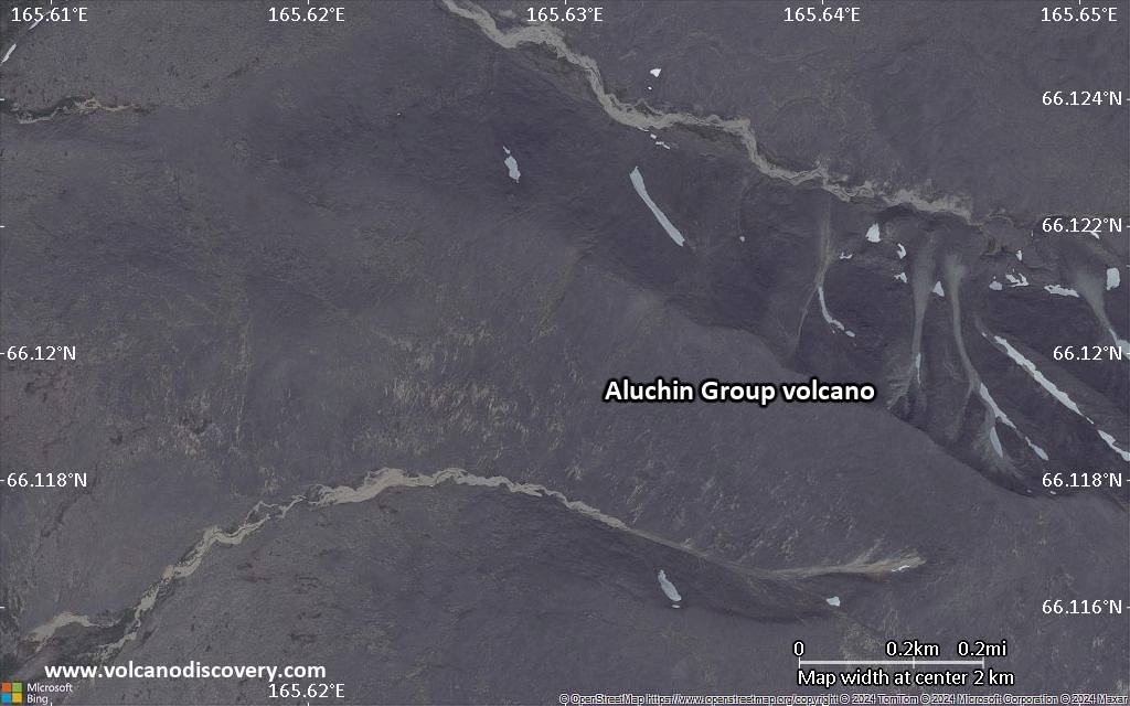 Satellite/aerial-type map of Aluchin Group volcano (scale of few kilometers)