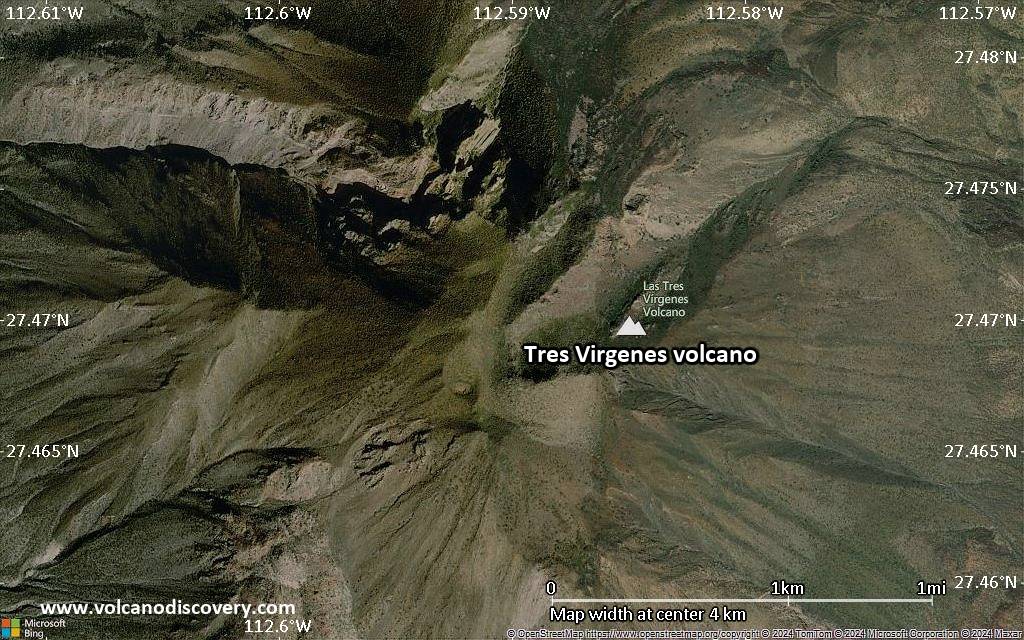 Satellite/aerial-type map of Tres Virgenes volcano (scale of few kilometers)