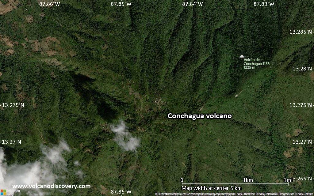Satellite/aerial-type map of Conchagua volcano (scale of few kilometers)