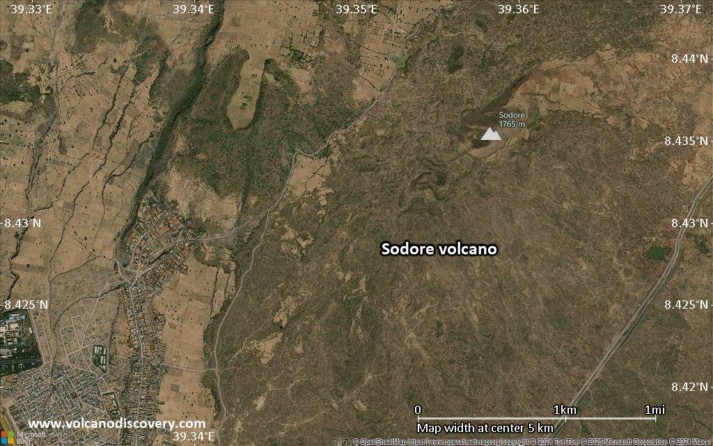 Satellite/aerial-type map of Sodore volcano (scale of few kilometers)