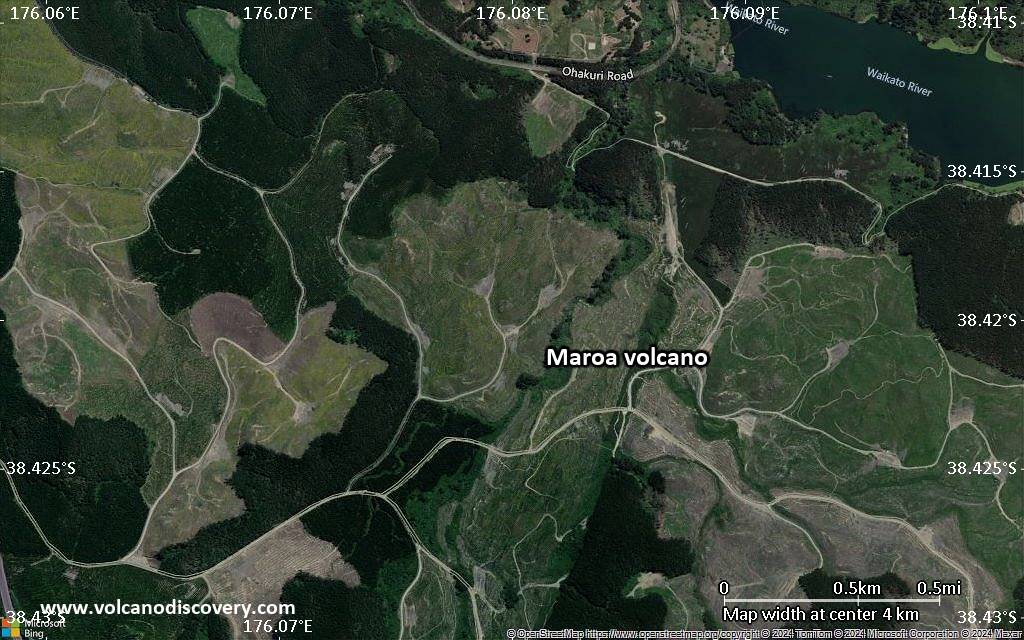 Satellite/aerial-type map of Maroa volcano (scale of few kilometers)