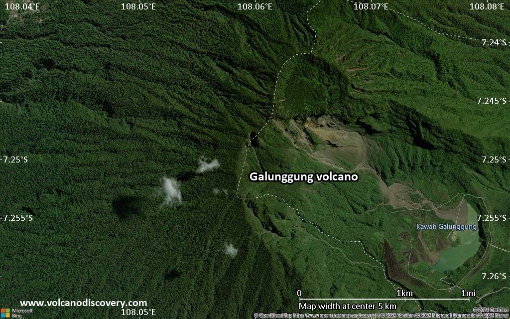 Satellite/aerial-type map of Galunggung volcano (scale of few kilometers)