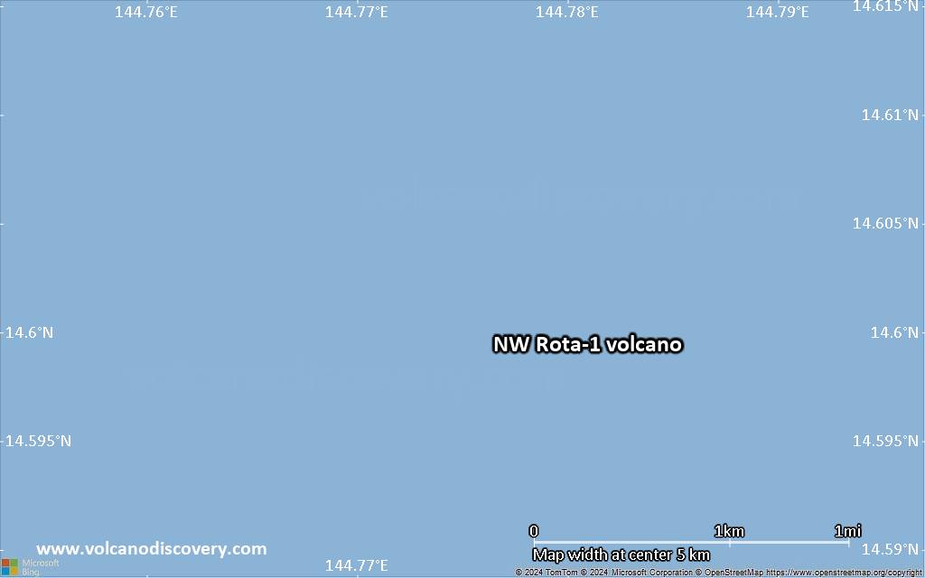 Satellite/aerial-type map of NW Rota-1 volcano (scale of few kilometers)