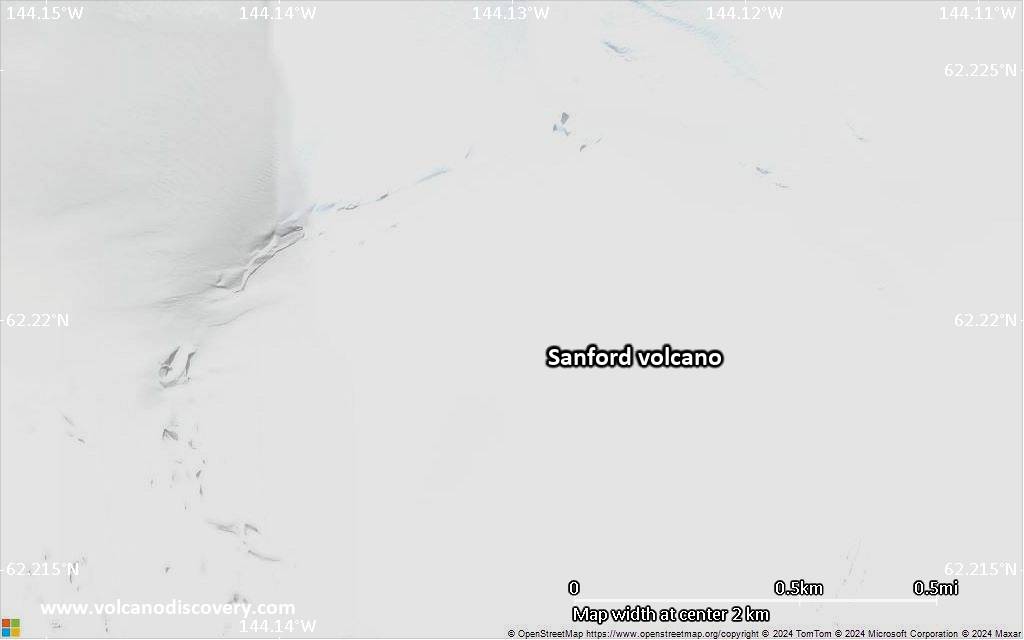 Satellite/aerial-type map of Sanford volcano (scale of few kilometers)