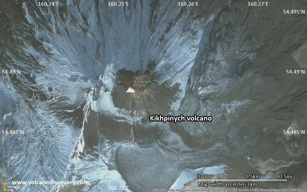 Satellite/aerial-type map of Kikhpinych volcano (scale of few kilometers)