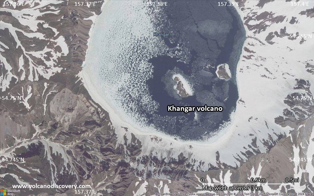 Satellite/aerial-type map of Khangar volcano (scale of few kilometers)
