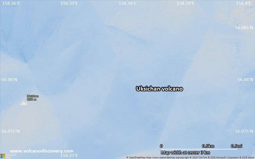 Satellite/aerial-type map of Uksichan volcano (scale of few kilometers)