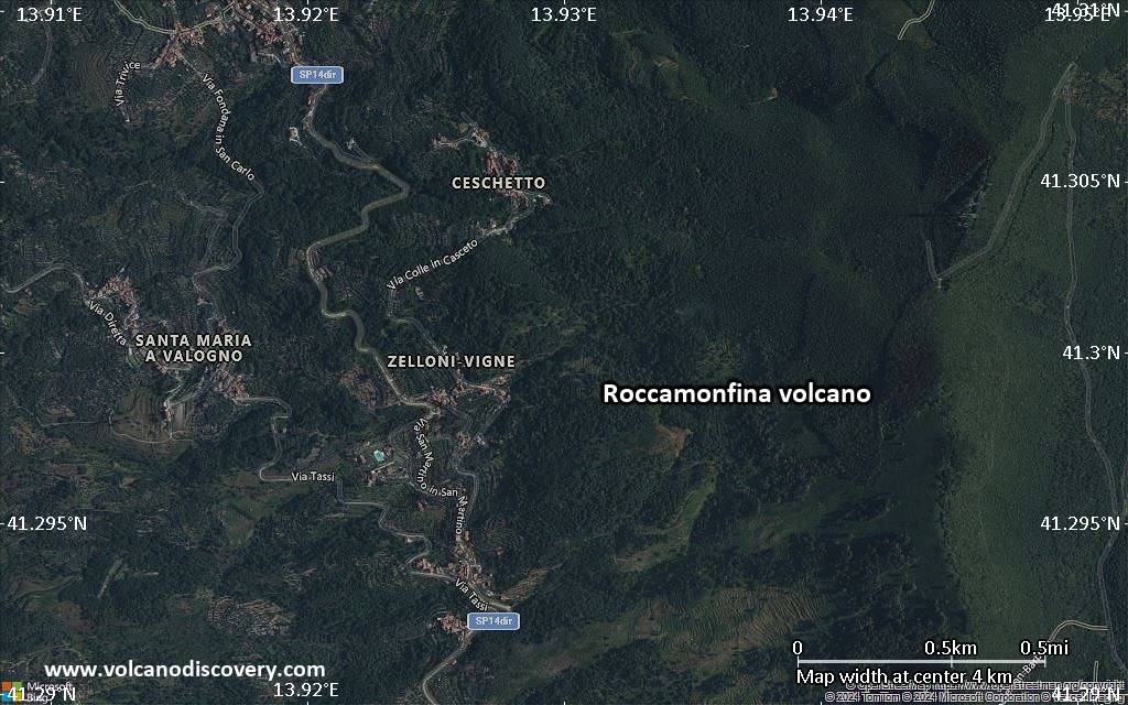 Satellite/aerial-type map of Roccamonfina volcano (scale of few kilometers)