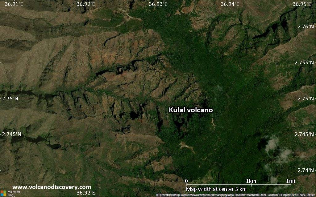 Satellite/aerial-type map of Kulal volcano (scale of few kilometers)
