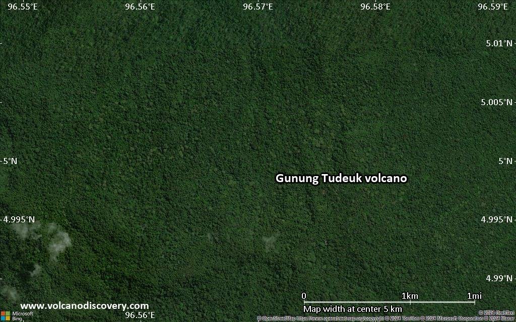 Satellite/aerial-type map of Gunung Tudeuk volcano (scale of few kilometers)