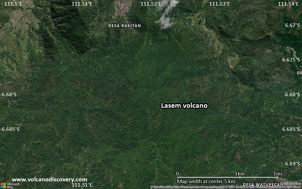 Satellite/aerial-type map of Lasem volcano (scale of few kilometers)
