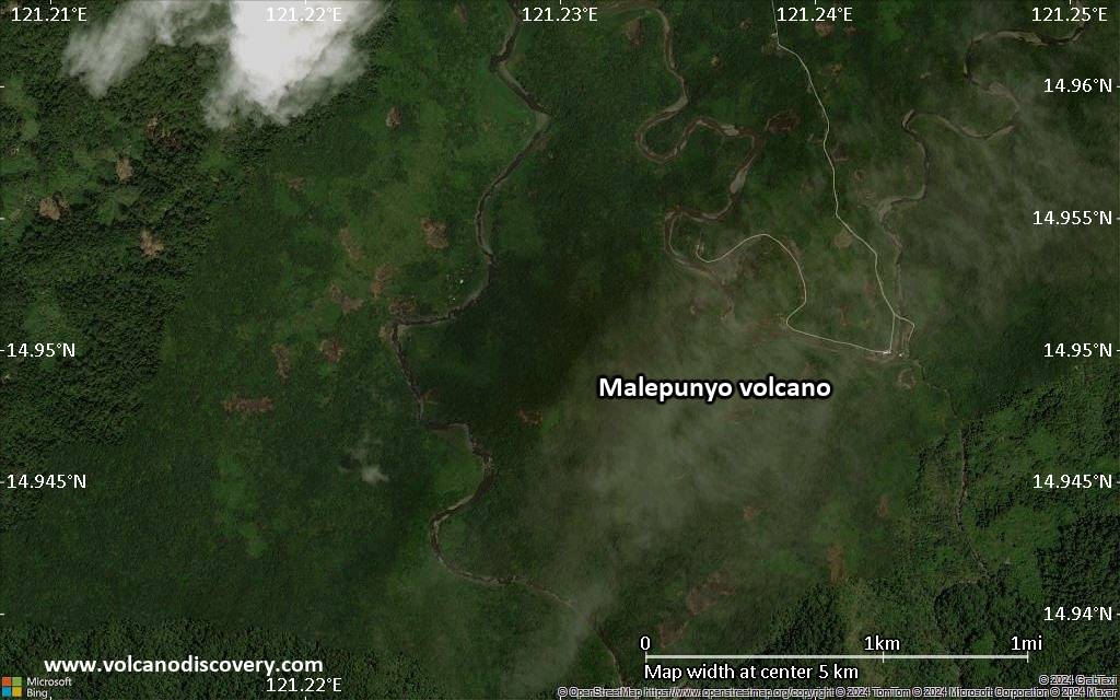 Satellite/aerial-type map of Malepunyo volcano (scale of few kilometers)