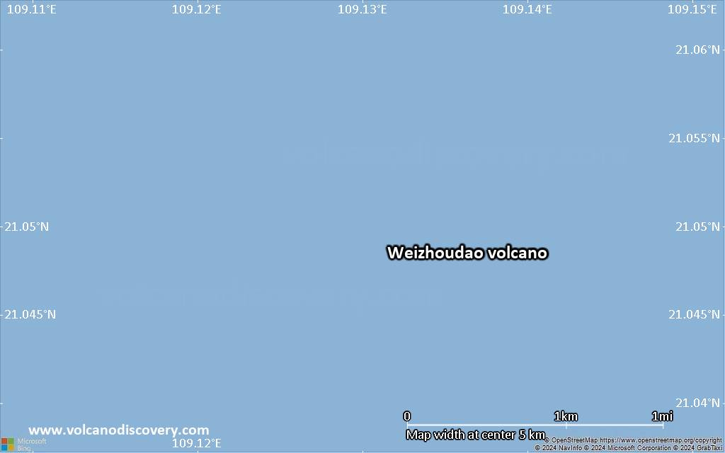 Satellite/aerial-type map of Weizhoudao volcano (scale of few kilometers)