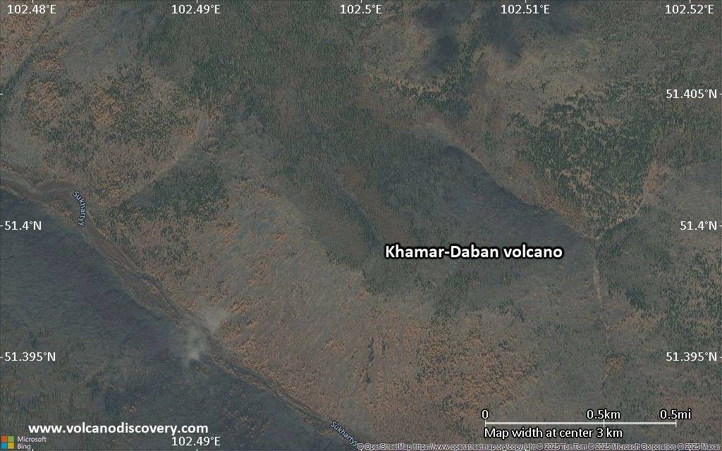 Satellite/aerial-type map of Khamar-Daban volcano (scale of few kilometers)