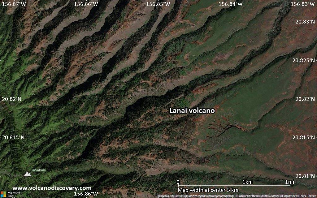 Satellite/aerial-type map of Lanai volcano (scale of few kilometers)