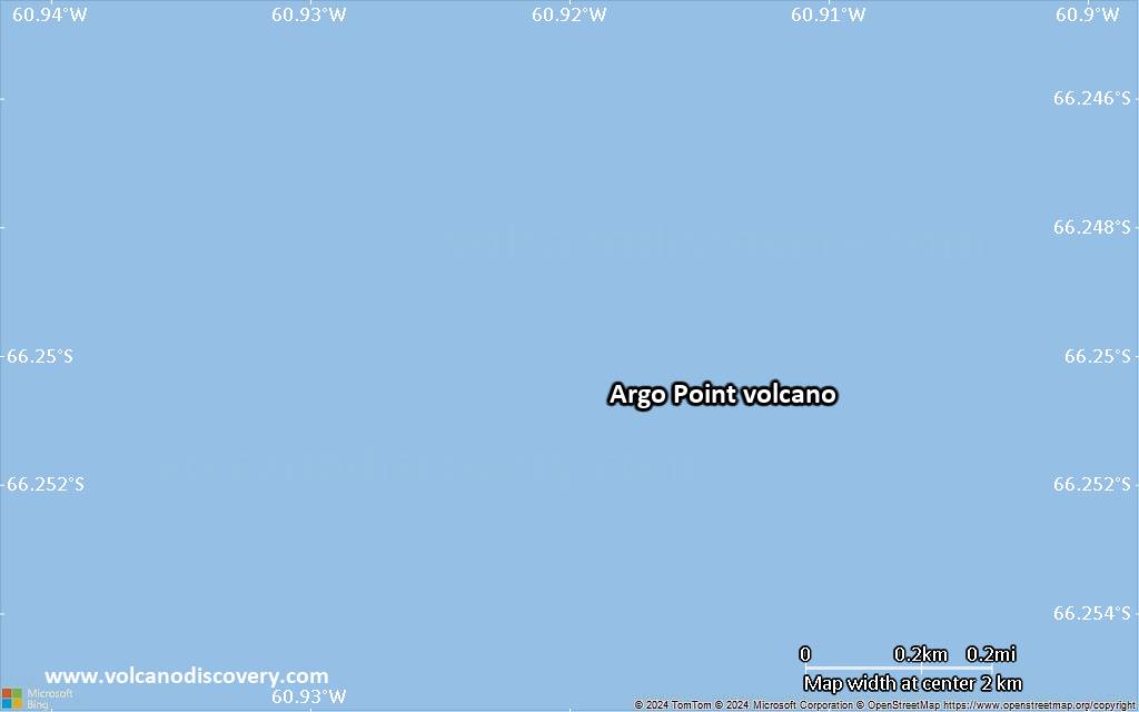 Satellite/aerial-type map of Argo Point volcano (scale of few kilometers)