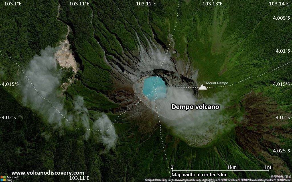Satellite/aerial-type map of Dempo volcano (scale of few kilometers)