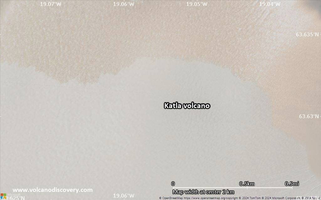 Satellite/aerial-type map of Katla volcano (scale of few kilometers)