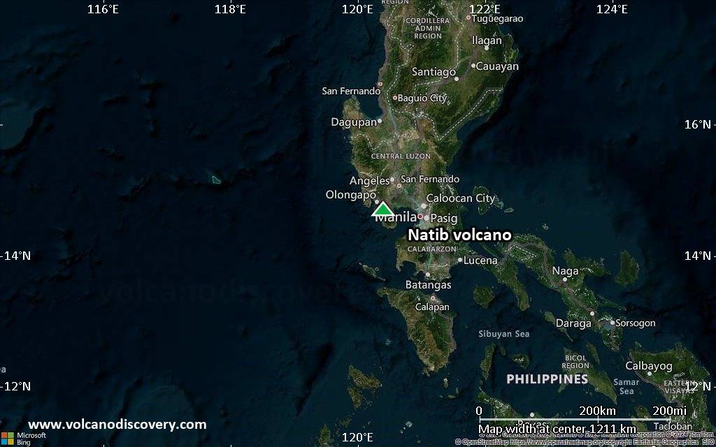 Satellite/aerial-type map of Natib volcano (region scale small)