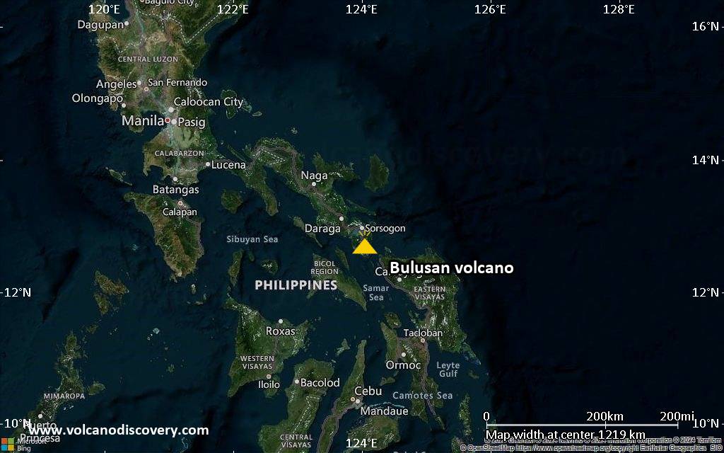 Satellite/aerial-type map of Bulusan volcano (region scale small)