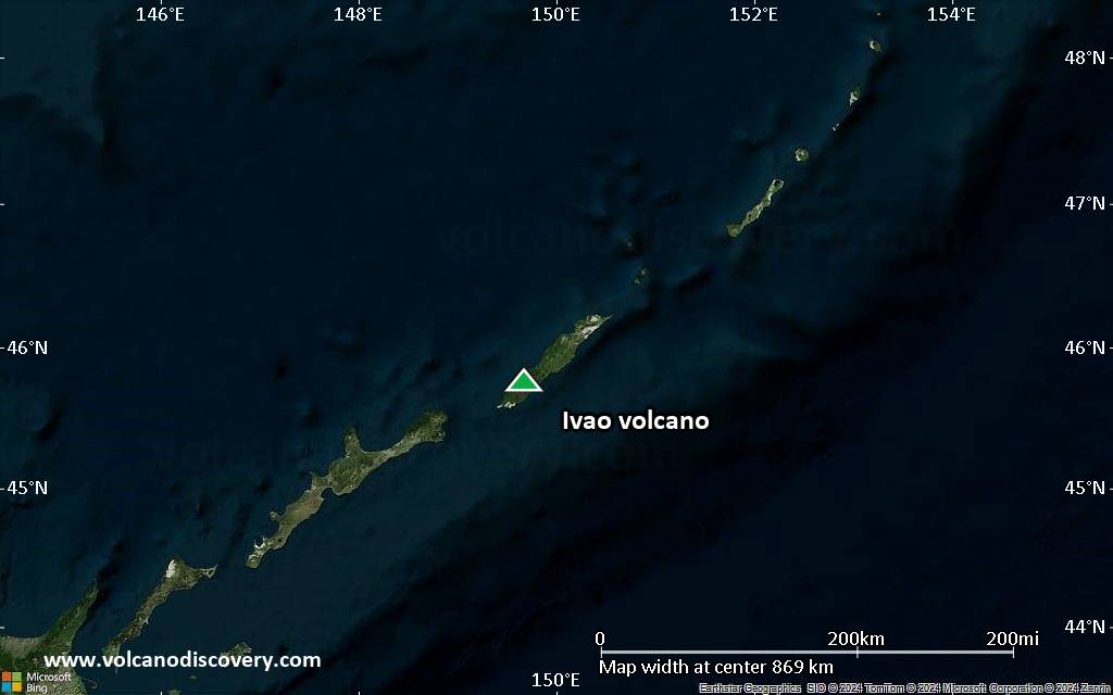 Satellite/aerial-type map of Ivao volcano (region scale small)