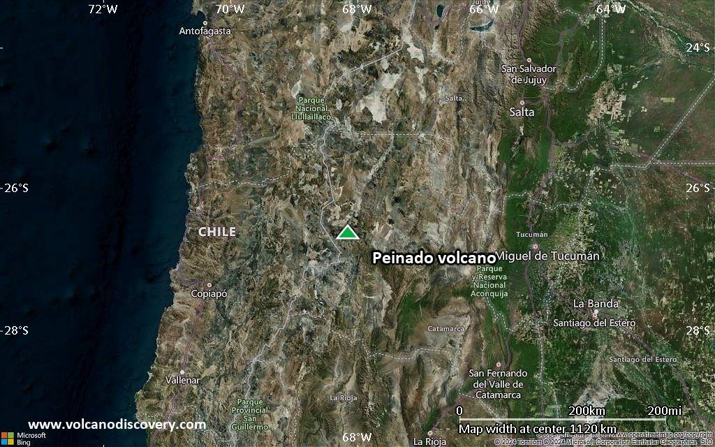 Satellite/aerial-type map of Peinado volcano (region scale small)