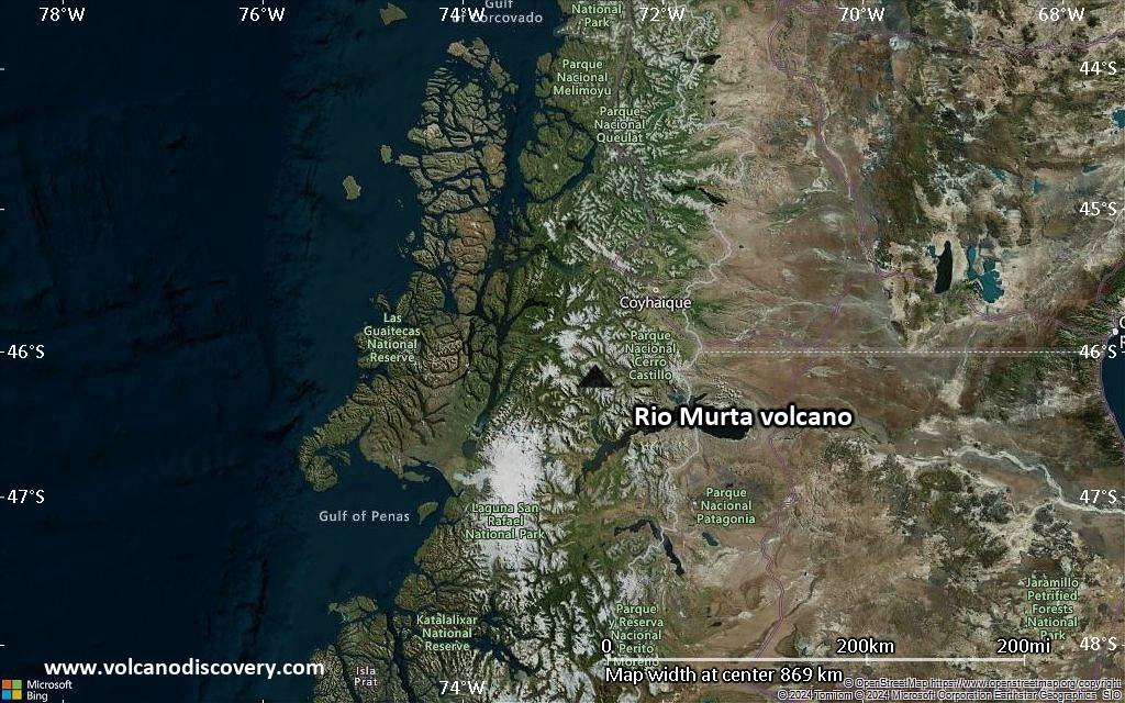 Satellite/aerial-type map of Rio Murta volcano (region scale small)