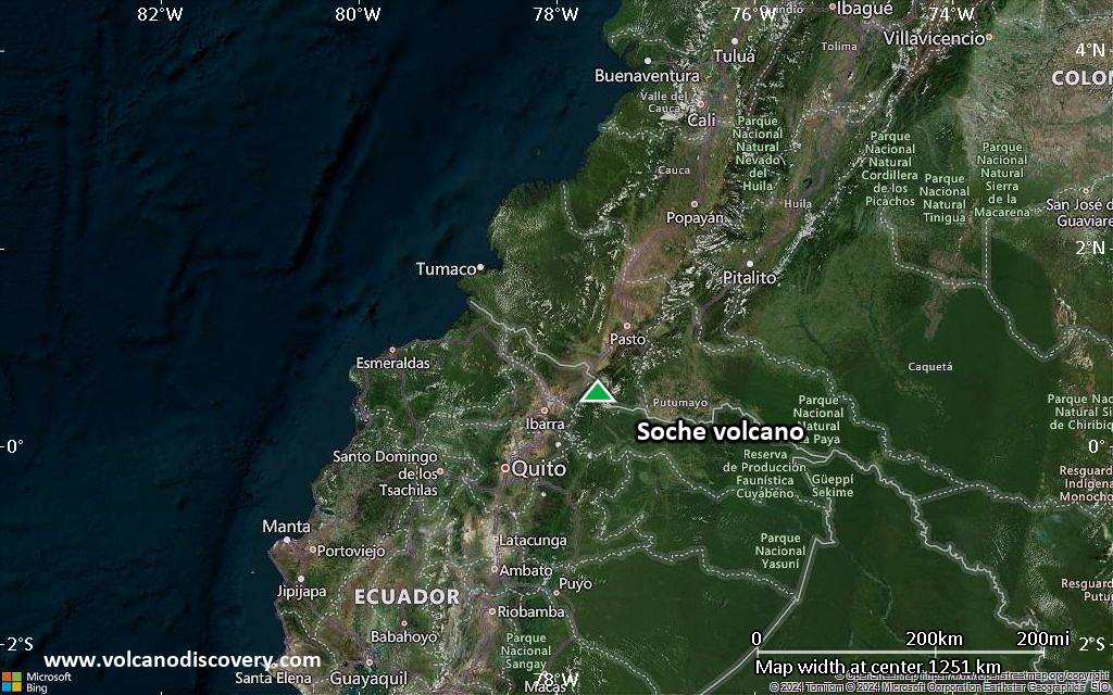 Satellite/aerial-type map of Soche volcano (region scale small)
