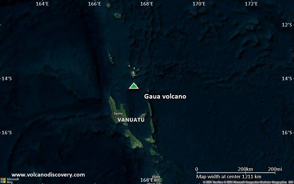 Satellite/aerial-type map of Gaua volcano (region scale small)