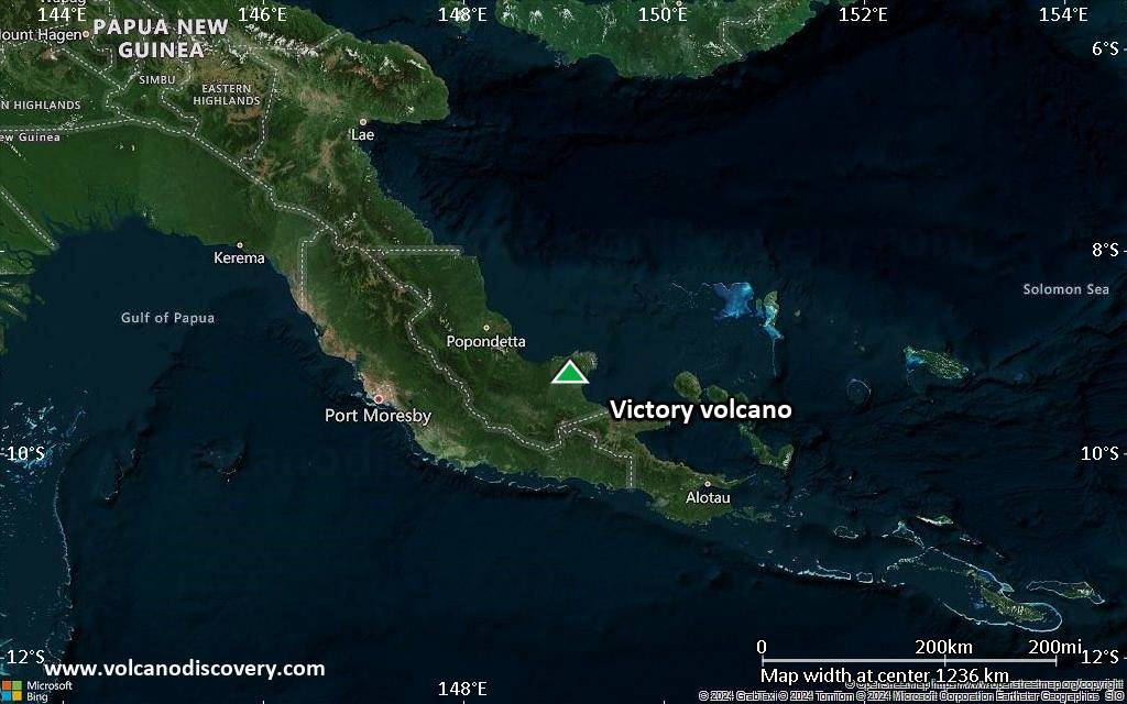 Satellite/aerial-type map of Victory volcano (region scale small)