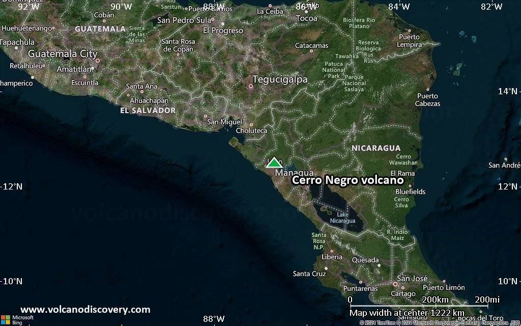 Satellite/aerial-type map of Cerro Negro volcano (region scale small)