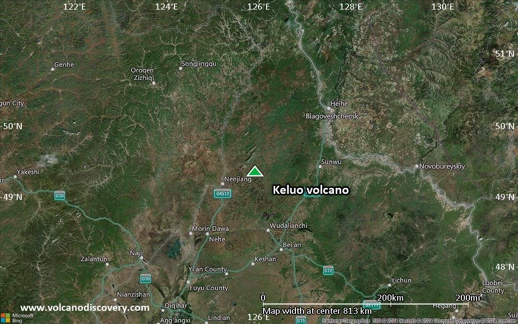 Satellite/aerial-type map of Keluo volcano (region scale small)